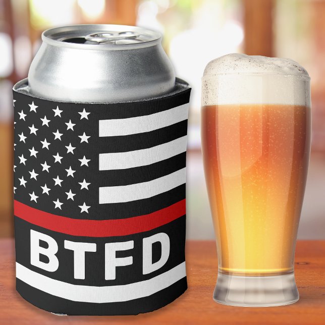Fire Department Personalised Thin Red Line Can Coo Cooler (Creator Uploaded)