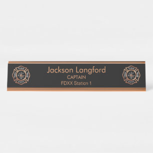 Fire Department Rose Gold Desk Name Plate