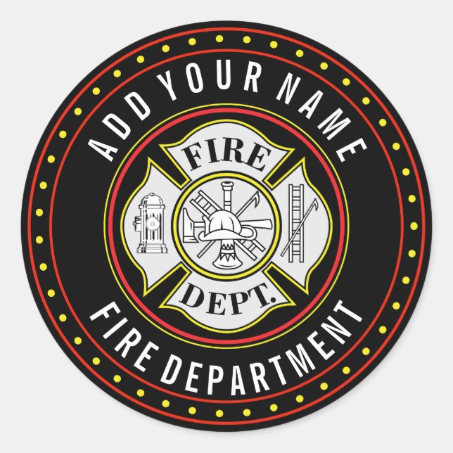 Fire Department Round Badge Classic Round Sticker (Front)