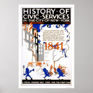 Fire Department Steam NYC 1936 WPA Poster
