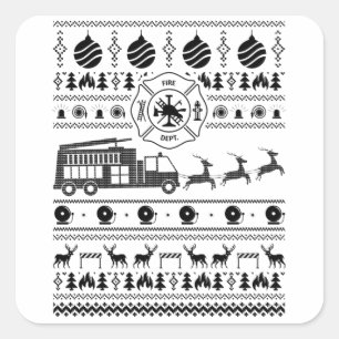 Fire Department Ugly Christmas   Fireman Gifts Square Sticker