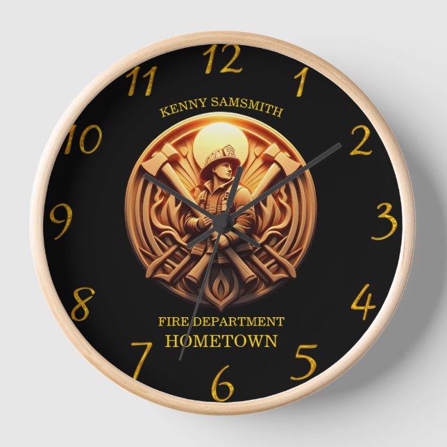Fire Departments Badge symbolising bravery Clock (Front)