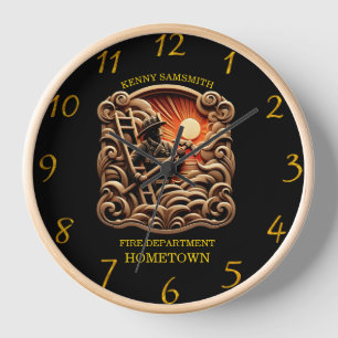 Fire Departments Badge symbolizing bravery Clock