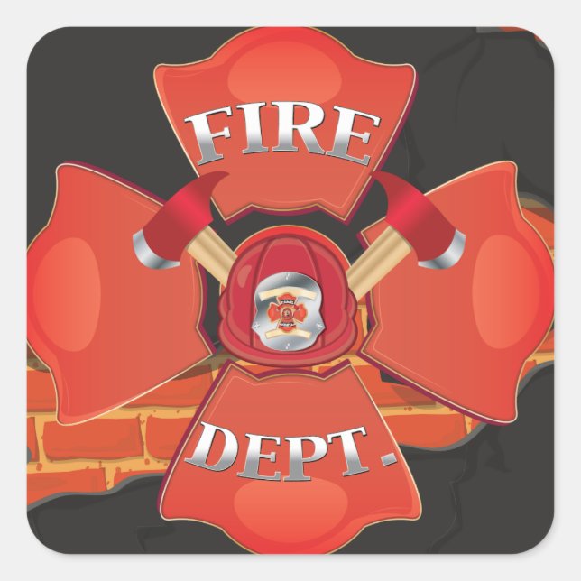 Fire Dept Logo Square Sticker (Front)