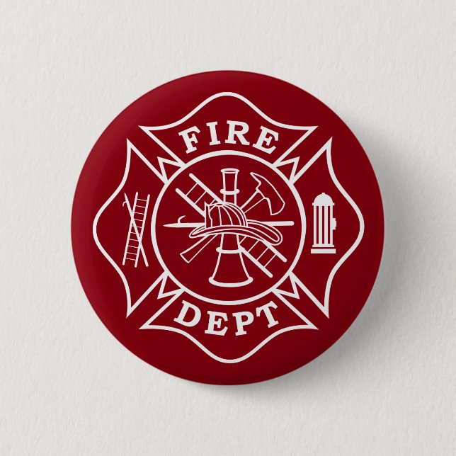 Fire Dept Maltese Cross, 2¼In. Round Button (Front)
