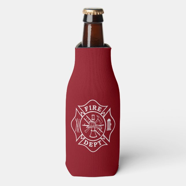 Fire Dept Maltese Cross Bottle Cooler (Bottle Front)