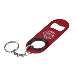 Fire Dept Maltese Cross Bottle Opener Keychain