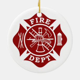 Fire Dept Maltese Cross Circle Ornament