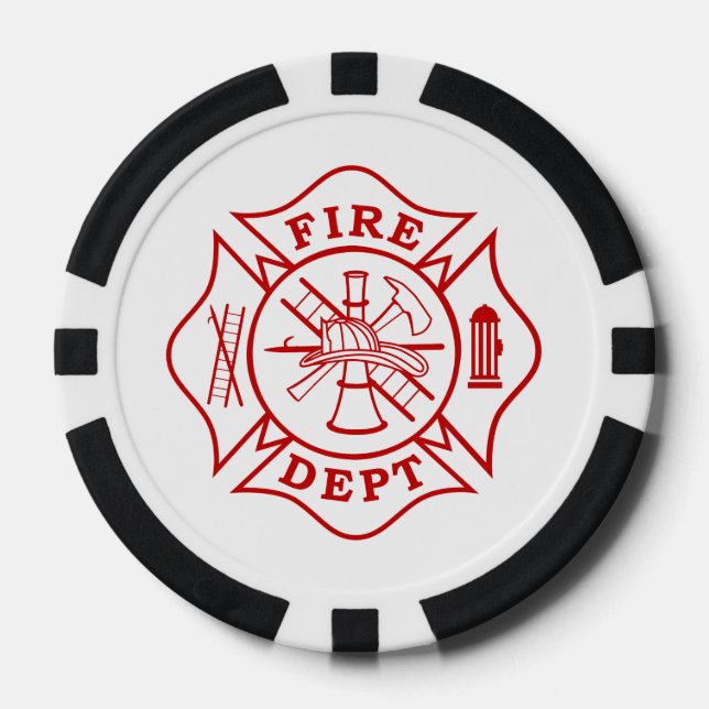 Fire Dept Maltese Cross Clay Poker Chips (Front)
