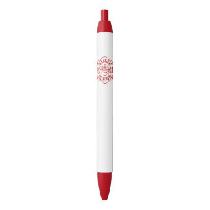 Fire Dept Maltese Cross Red Trim Pen, Black Ink Pen