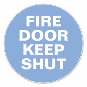 Fire Door Sign - Blue & White Sign Sticker