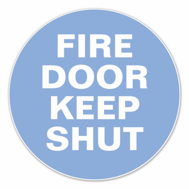 Fire Door Sign - Blue & White Sign Sticker (Front)