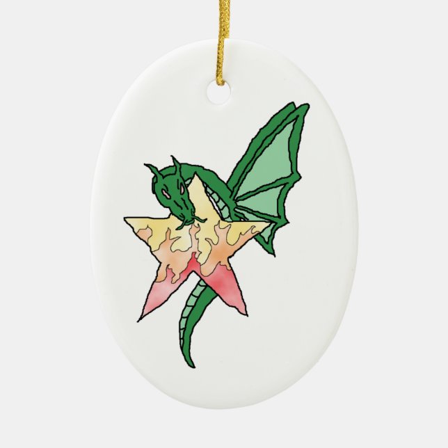 Fire Dragon Ceramic Tree Decoration (Front)