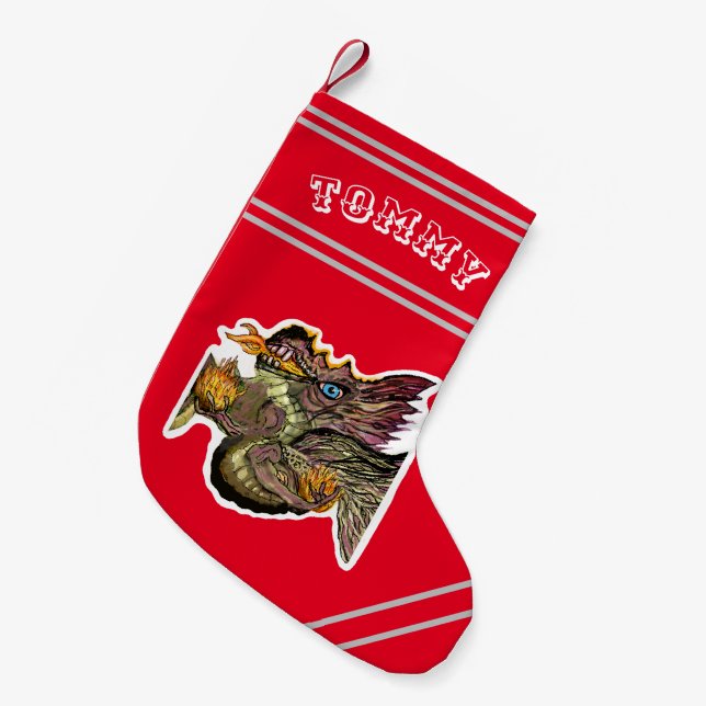 Fire Dragon Christmas Stocking (Front (Hanging))