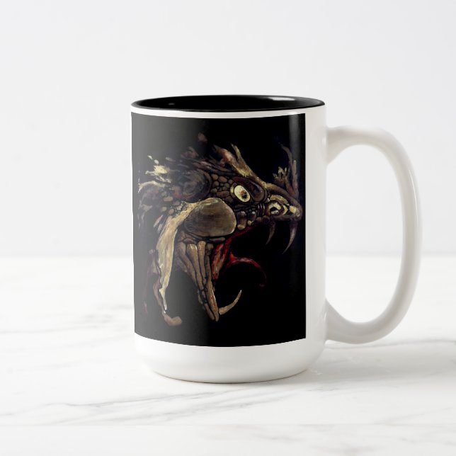 Fire Dragon Enamel Art Two-Tone Coffee Mug (Right)