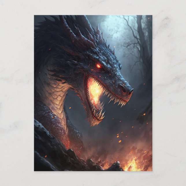 Fire Dragon Fantasy Art Postcard (Front)