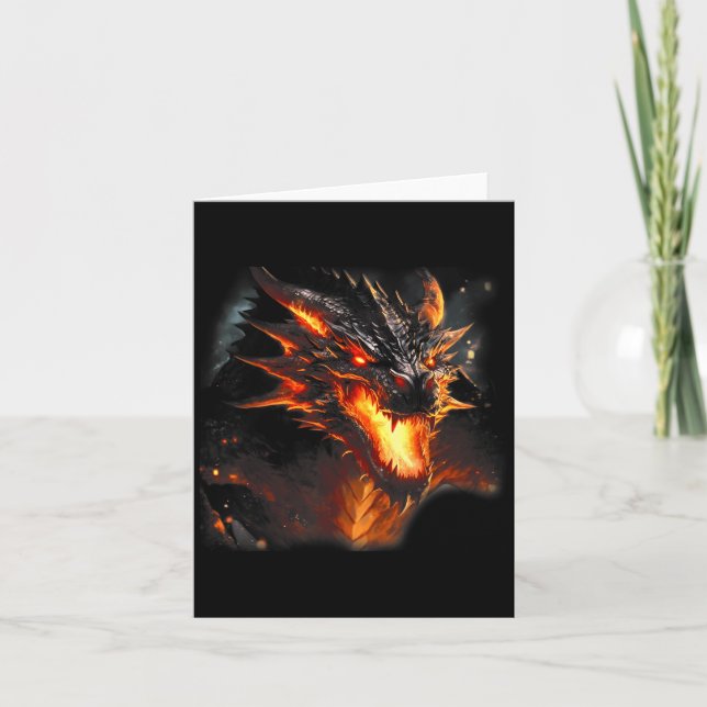 Fire Dragon Head Mythical Dragon Love Breathing Fi Card (Front)
