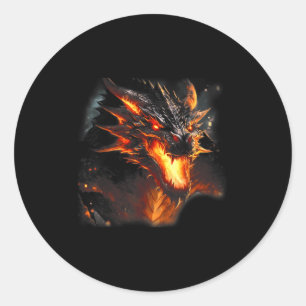 Fire Dragon Head Mythical Dragon Love Breathing Fi Classic Round Sticker
