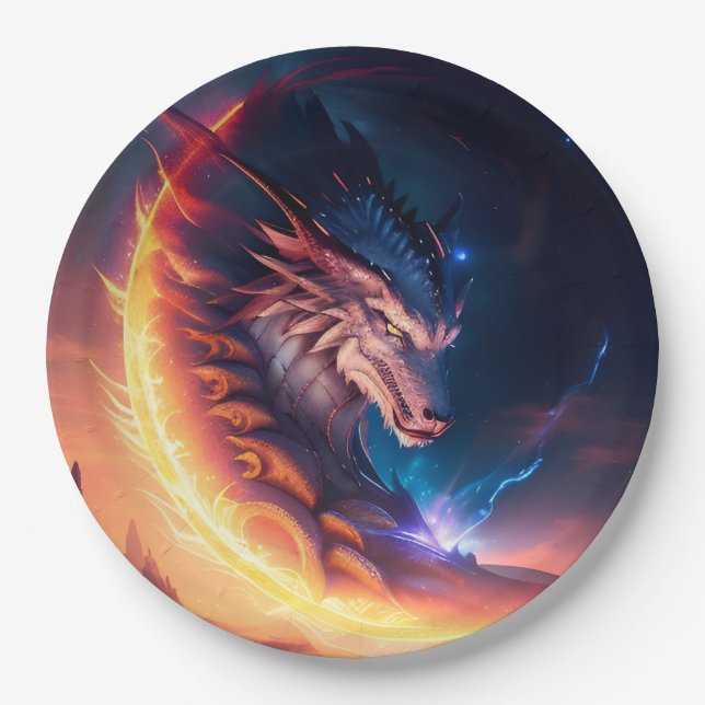 Fire Dragon Landscape Paper Plate (Front)