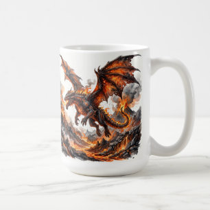 Fire Dragon Mug Flaming Dragon Accent Coffee Mug