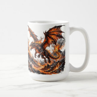 Fire Dragon Mug | Flaming Dragon Accent Coffee Mug