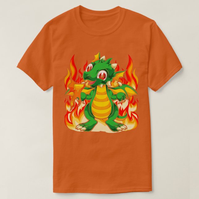 Fire Dragon Mythical Creature Cute Dragon T-Shirt (Design Front)