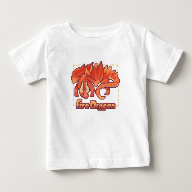 Fire dragon, pixel art baby T-Shirt (Front)