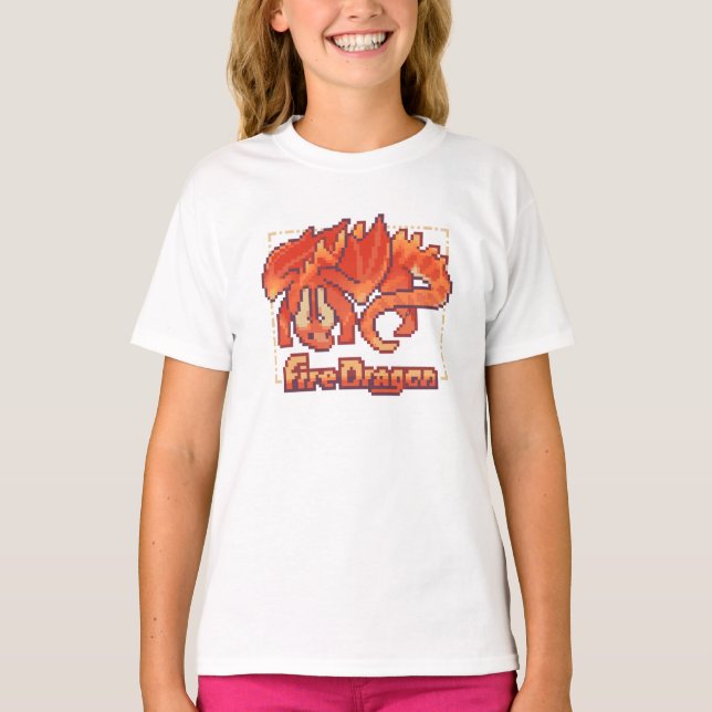 Fire dragon, pixel art T-Shirt (Front)