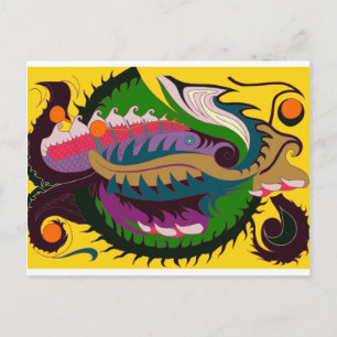 Fire Dragon (Red & Green on Gold) Postcard