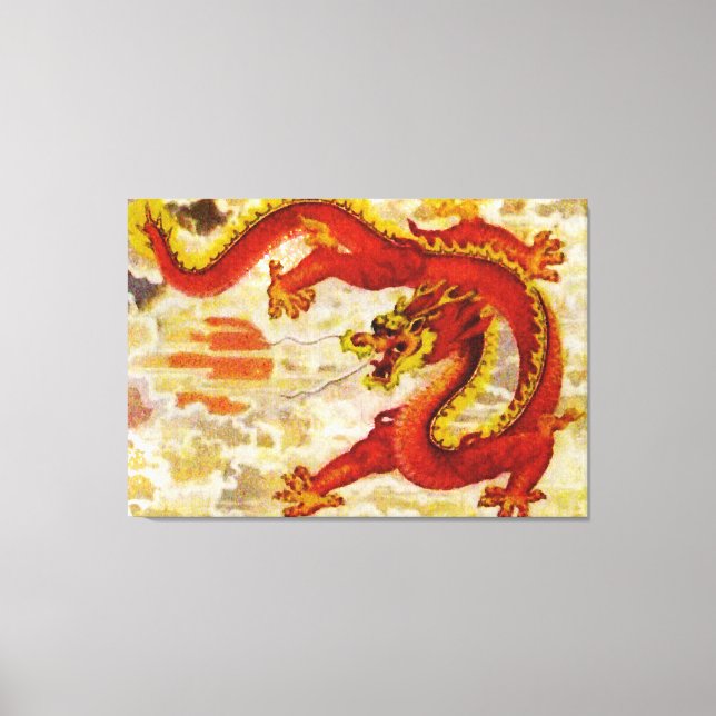 Fire Dragon Stretched Canvas Print (Front)