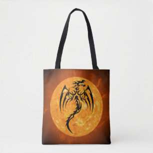 fire dragon tote bag