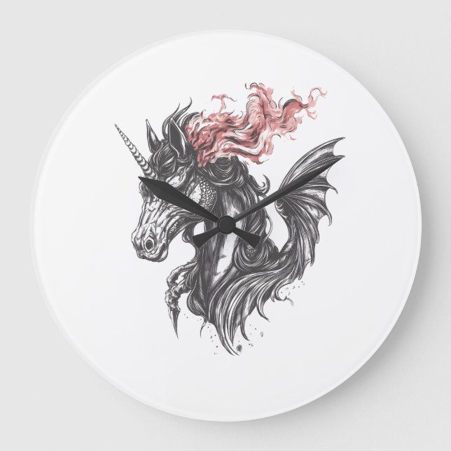 Fire Dragon Unicorn Hybrid (1) Large Clock (Front)