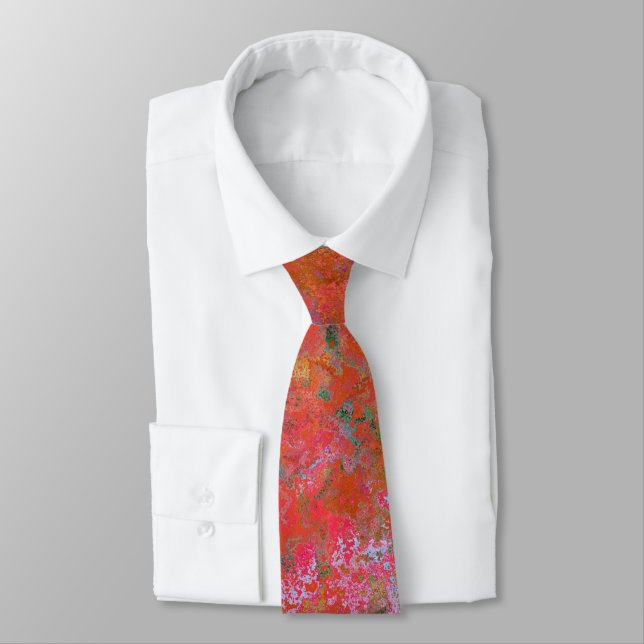 Fire Element Alcohol Ink Abstract Orange Tie (Tied)