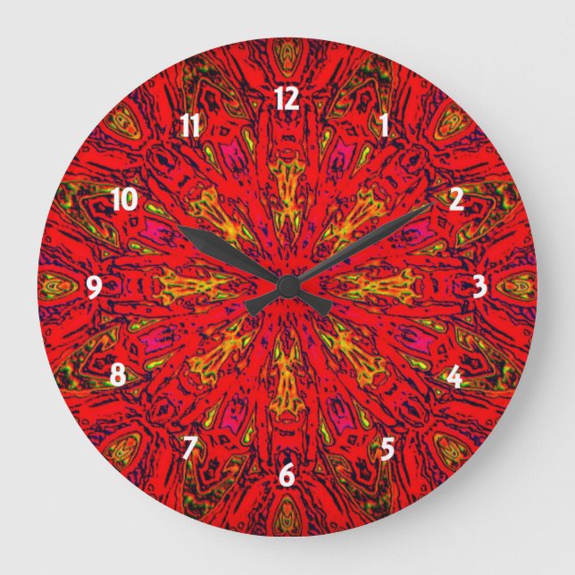 FIRE Element Kaleido Pattern Large Clock (Front)