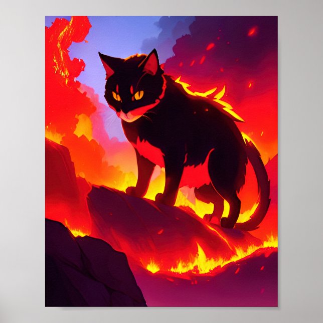 Fire Elemental Cat Poster (Front)