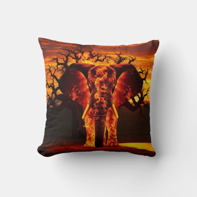 Fire Elephant and reverse calm forrest Cushion (Front)
