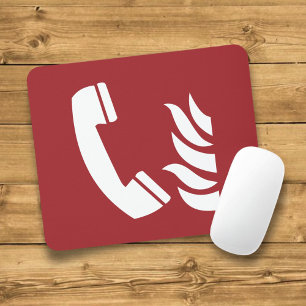 Fire Emergency Phone Safety Sign Mouse Pad