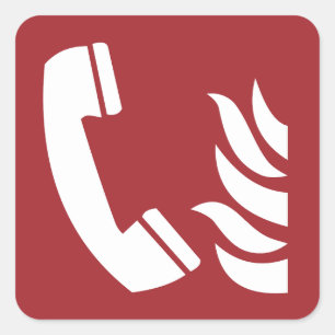 Fire Emergency Phone Safety Sign Square Sticker
