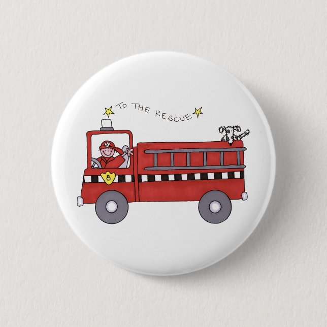 Fire Engine 6 Cm Round Badge (Front)