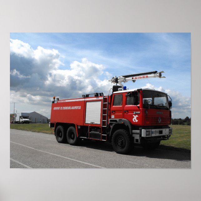 Fire engine at Cherbourg airport France Poster (Front)