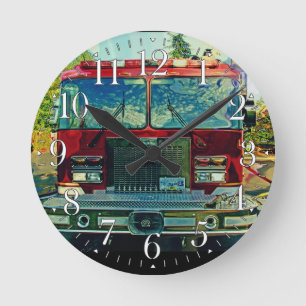 Fire Engine Attending A Fire Wall Clock