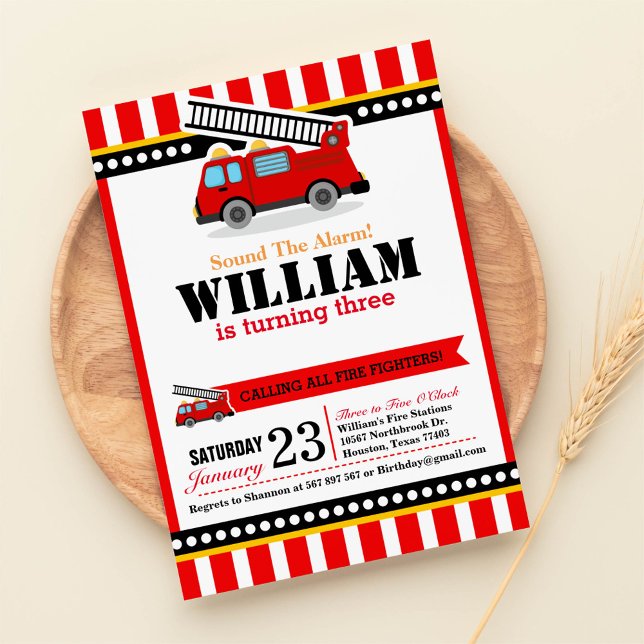 Fire Engine Birthday Party Invitation (Creator Uploaded)