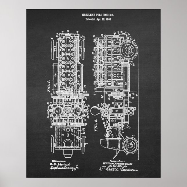Fire Engine Blueprint Patent Art no. 4 Poster (Front)