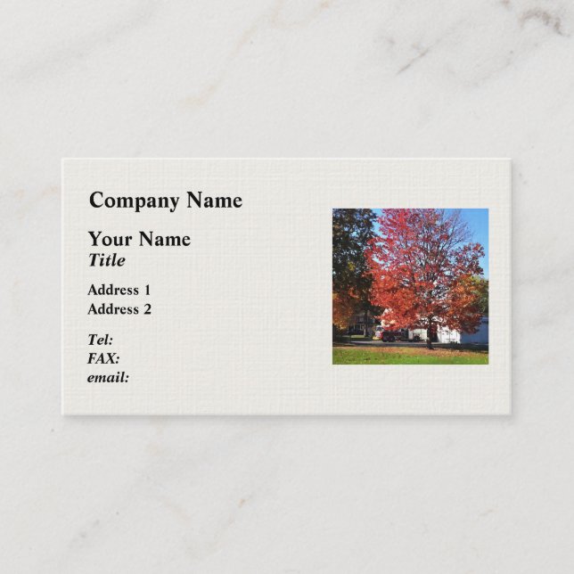 Fire Engine by Fire Station in Autumn Business Card (Front)