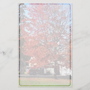 Fire Engine by Fire Station in Autumn Stationery