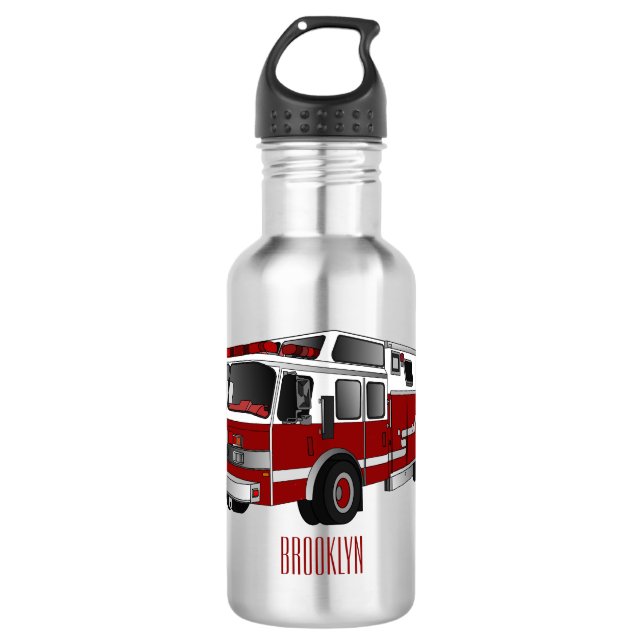 Fire engine cartoon illustration 532 ml water bottle (Front)
