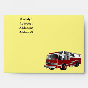 Fire engine cartoon illustration envelope