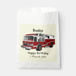 Fire engine cartoon illustration favour bags