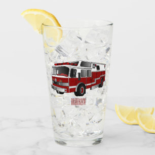 Fire engine cartoon illustration glass
