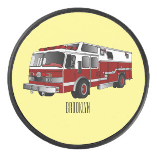 Fire engine cartoon illustration hockey puck